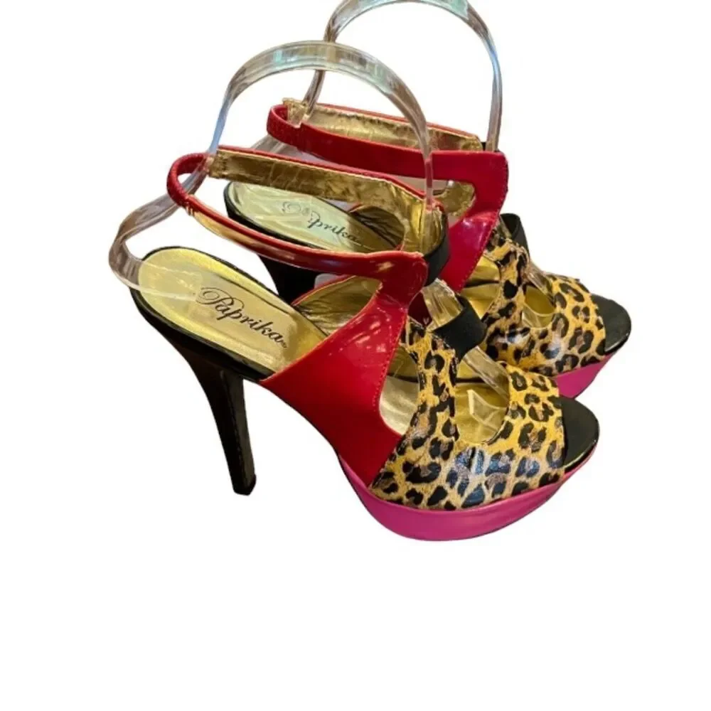 Paprika Women's‎ Stiletto Heels - Leopard, Red, Hot Pink!